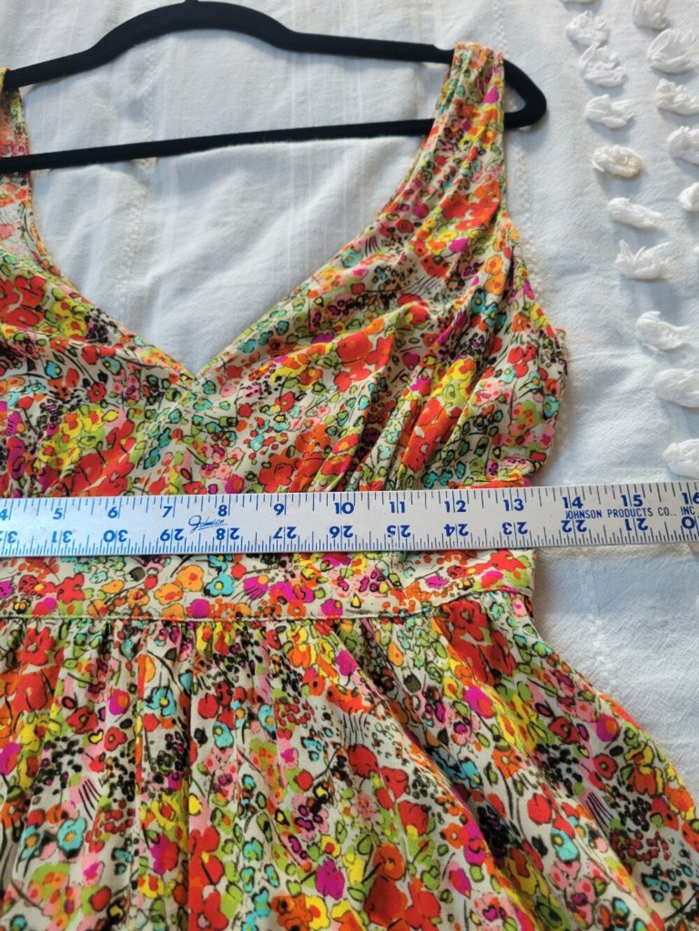 Vintage Moda International Vibrant Floral Rayon Mini Dress Empire Waist Size 4 - Picture 5 of 8